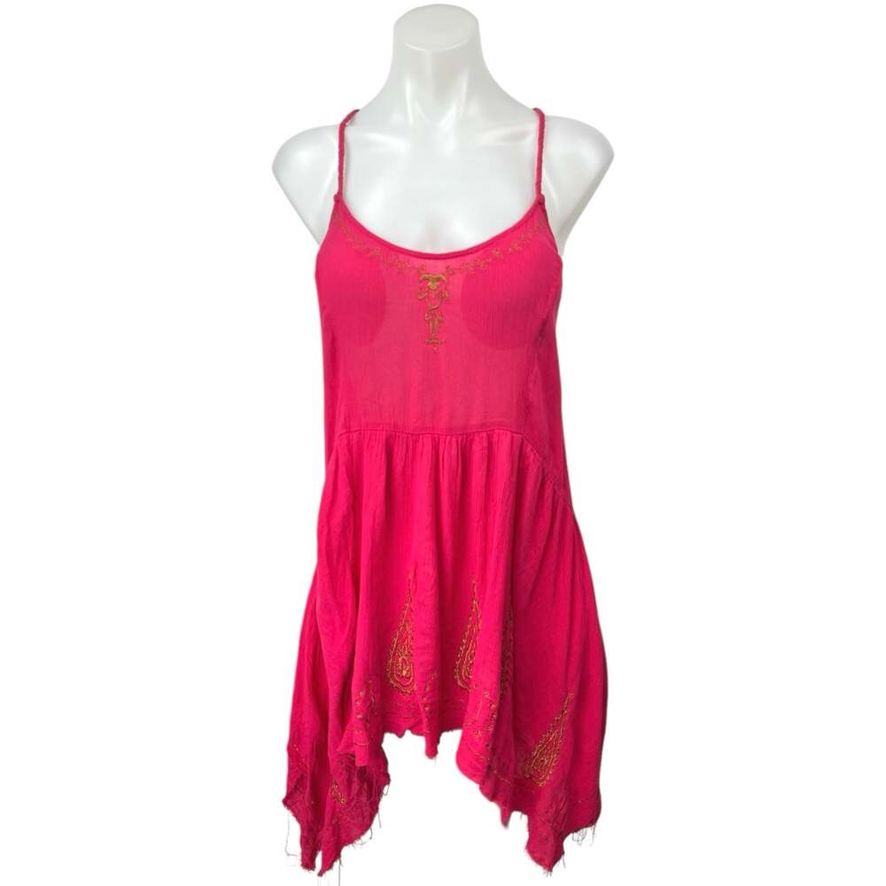 Free People Intimately Pink Paisley Embroidered Sleeveless Tunic Dress Size XS